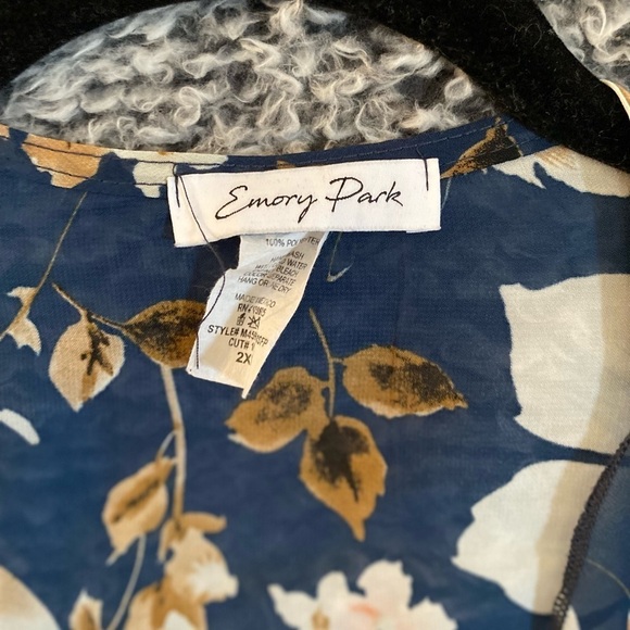 Emory Park Women’s Caley Open Front Woven Floral Kimono Navy Size 2XL - Picture 6 of 7